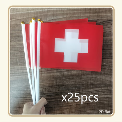 Mini Switzerland Handheld Flag - 2D Polyester Garden & Party Decor