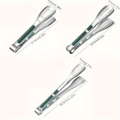 Stainless Steel Kitchen Cooking Tongs, Stainless Steel Food Tongs, Bread Serving Tongs, Anti Scalding Silica Gel, Dishwasher Safe - Small, Medium, Large