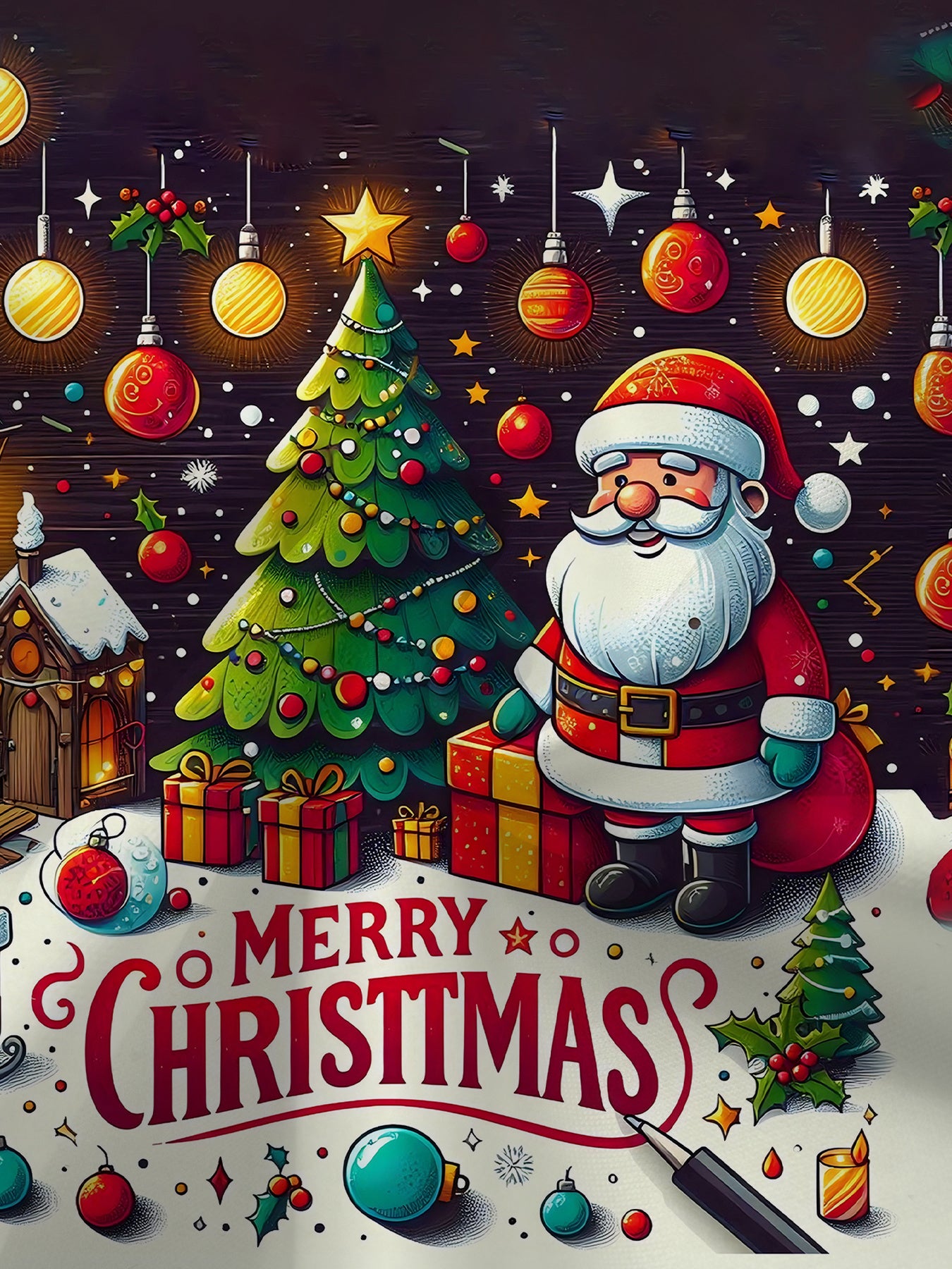 2pcs Boys' Christmas & New Year 2-in-1 Hoodie Set with Santa & Reindeer 3D Print - Warm Winter Outfit, Matching Sweater & Pants for Kids, Holiday Party (Hand Washable) - Festive Boys Clothing, Perfect for Outdoor