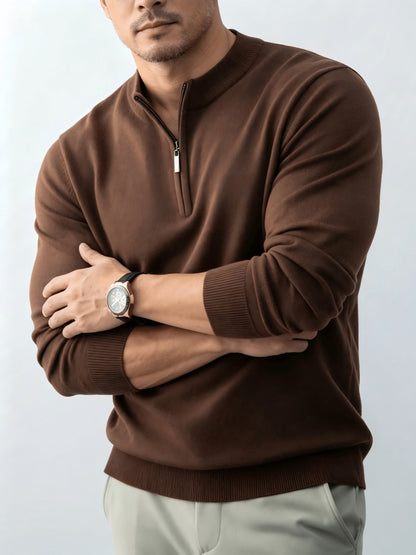 Men's Fall/Winter Half-Zip Stand Collar Knit Pullover Sweater