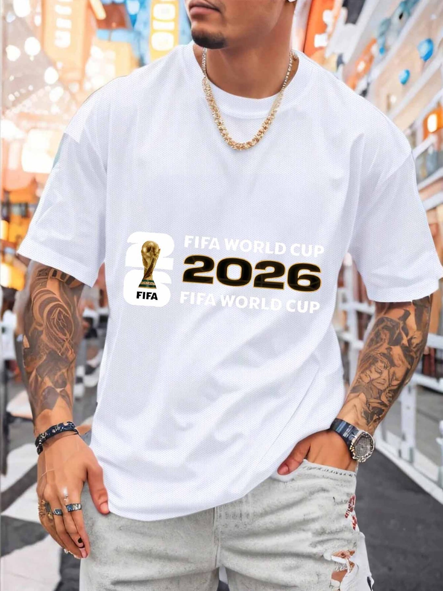 Men's FIFA World Cup 2026 Mesh T-Shirt, Casual Sporty Style