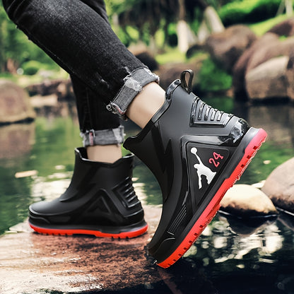 Men's All-Season Rubber Ankle Rain Boots with Anti-Slip Soles