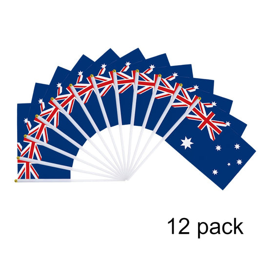 12 Pack Small Australian Handheld Flags 5x8 Inches for Events - ayq