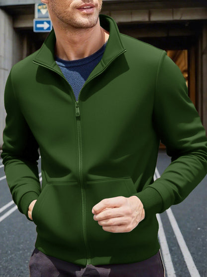 Men'S Lightweight Zip-Up Jacket - Stand Collar Windproof Coat with Full-Zip Closure, Front Pockets - Gym, Hiking, Casual Outerwear - Easy-Care Zipper Jacket for Everyday & Active Lifestyles, Gym Wear, Sleek Design, Durable Co