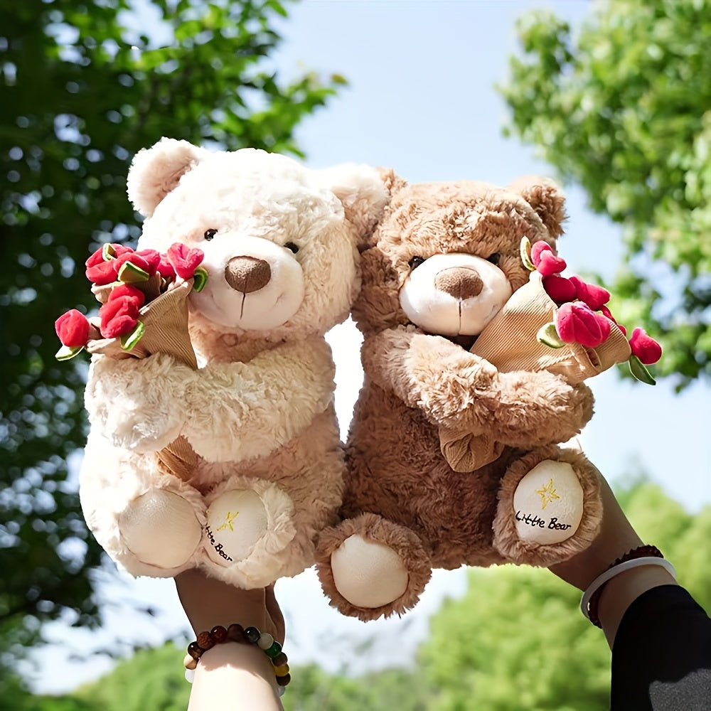 29.97cm Adorable Plush Bear with Hat & Rose - Soft / Stuffed Toy Suitable for Christmas, Gifts for,, Cuddly Companion for Bedtime & Decor