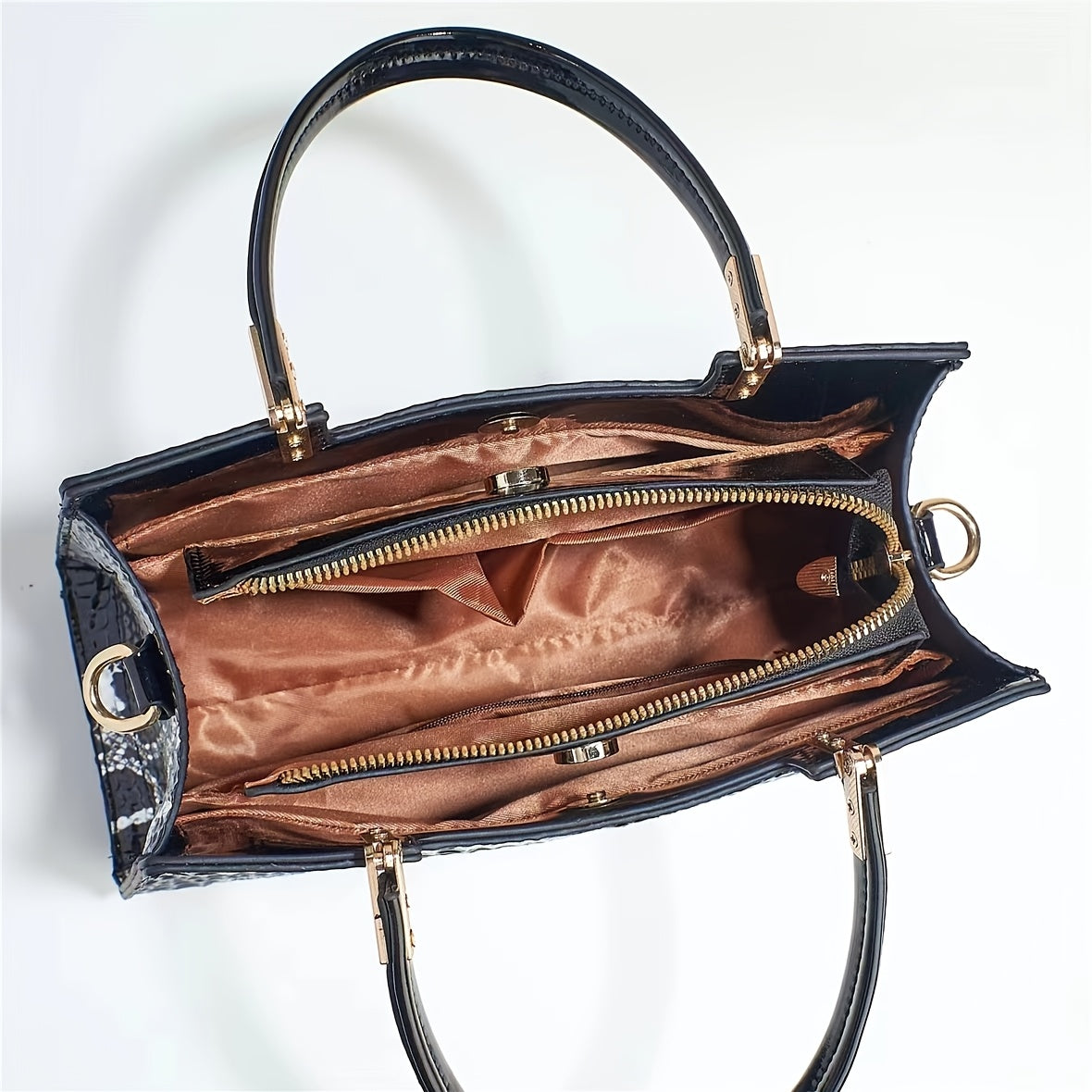 Women's PU Crocodile Pattern Large Capacity Shoulder Bag