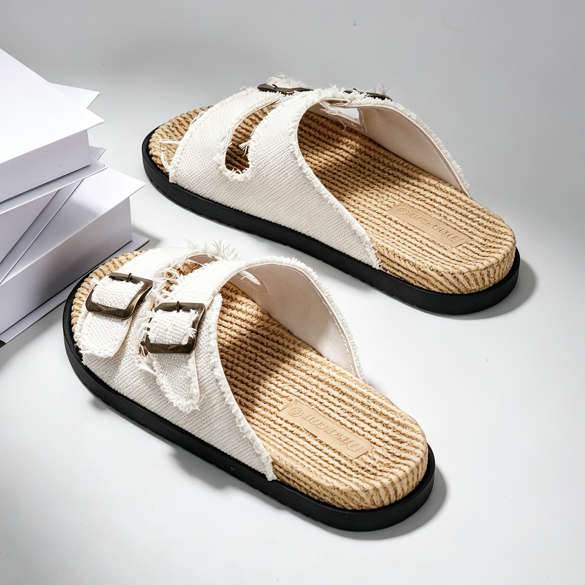 Men's Adjustable Double Buckle Summer Slides with Soft Sole