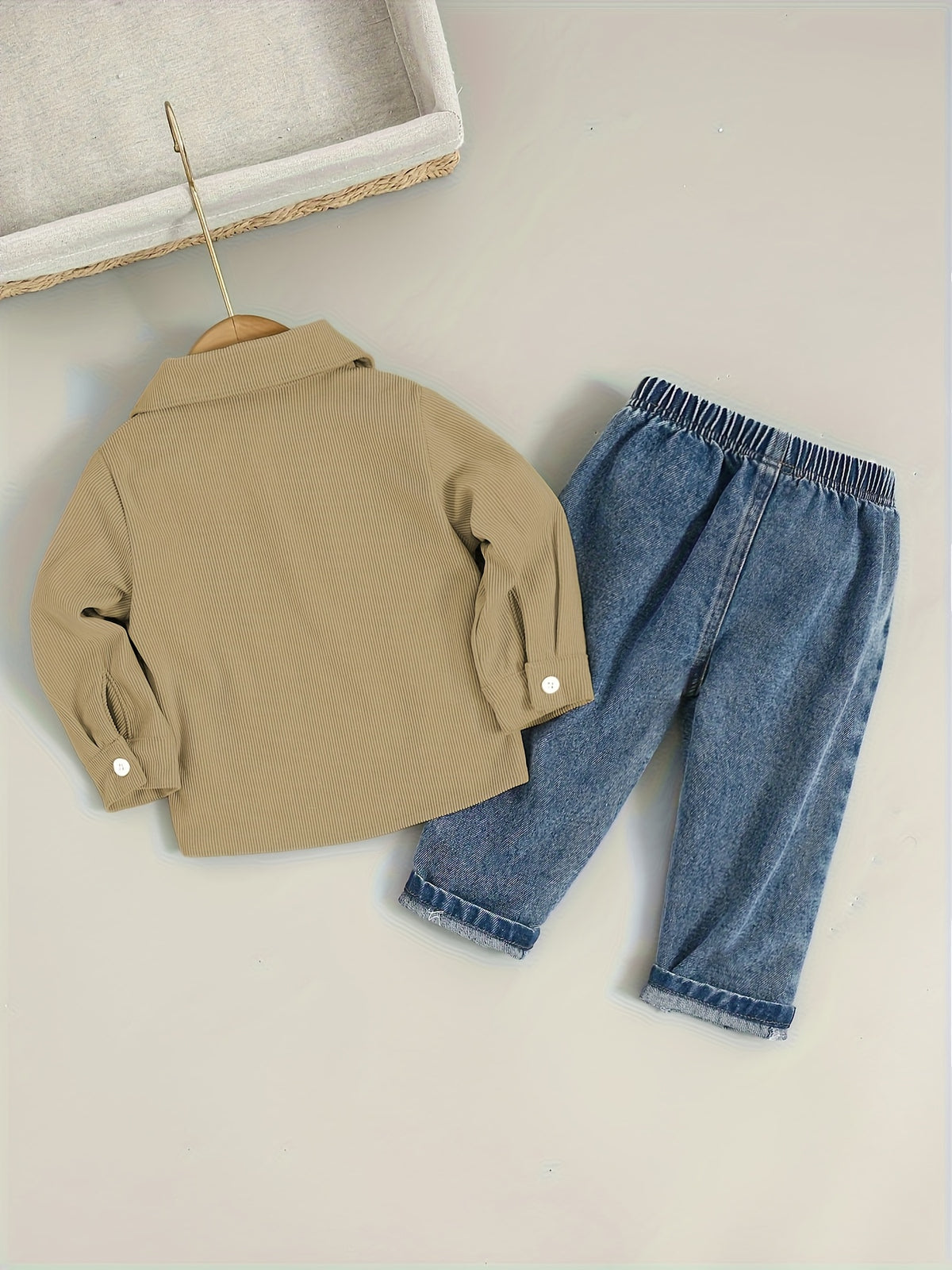 Boys' Cotton Blend Shirt and Jeans Set for Fall/Winter - ayq
