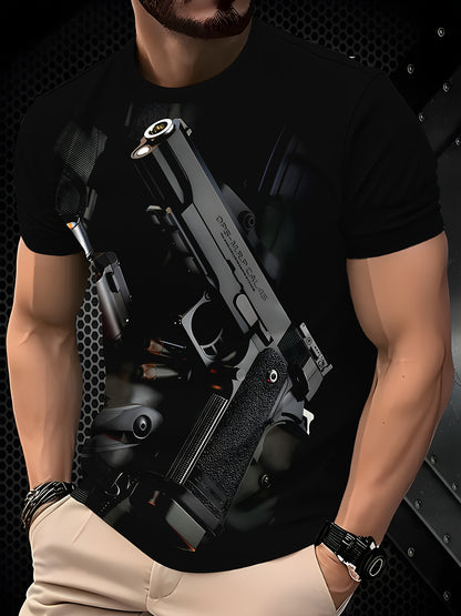 Men's 3D Printed Novelty T-Shirt - Casual, Breathable Polyester, Machine Washable, Round Neck - Perfect for Summer