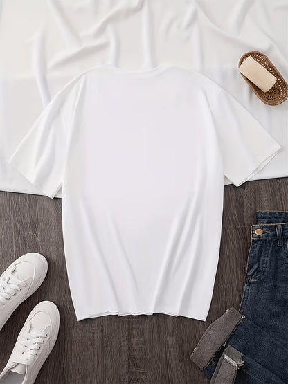 Women's Classic Fit Floral Cotton Blend T-Shirt, Summer Casual