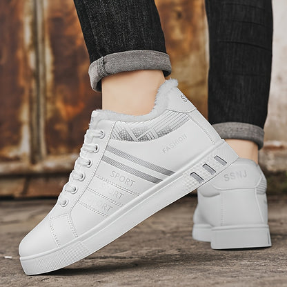Men'S Fleece-Lined Lace-Up Sneakers with a Striped Design, Offering Excellent Traction And a Soft, Comfortable Fit B701-1.