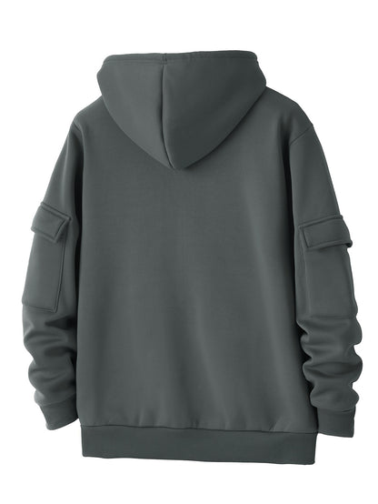 Men's Casual Zip Hoodie and Loose Cargo Pants Set - Breathable Polyest