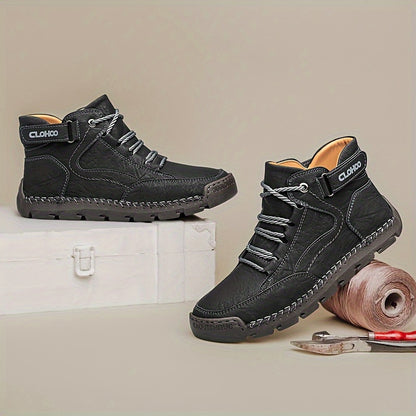 Men's High-Top Casual Lace-Up Sneakers with Rubber Sole