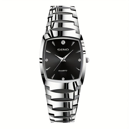 Men's Retro Square Business Watch with IPX7 Waterproof Alloy Strap