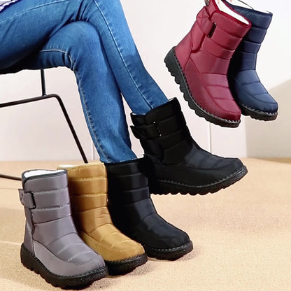 New Winter Plus-Size Women'S Boots with Thickened Fleece, High-Tube Round-Toe Flat Snow Boots, Stylish And Warm for Women.
