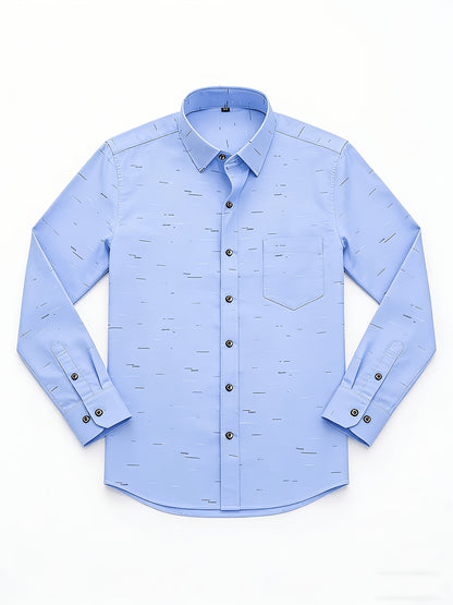 Teen Boys' White Blue Alphabet Print Casual Long Sleeve Shirt