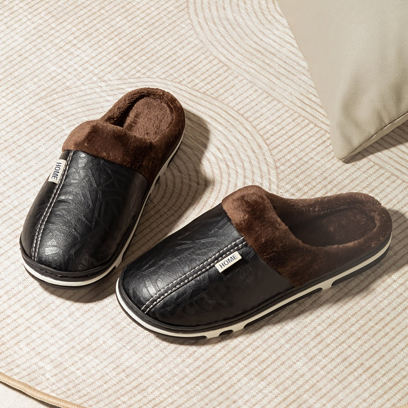 PU Slip-On Indoor Slippers for Men and Women with Thick Sole
