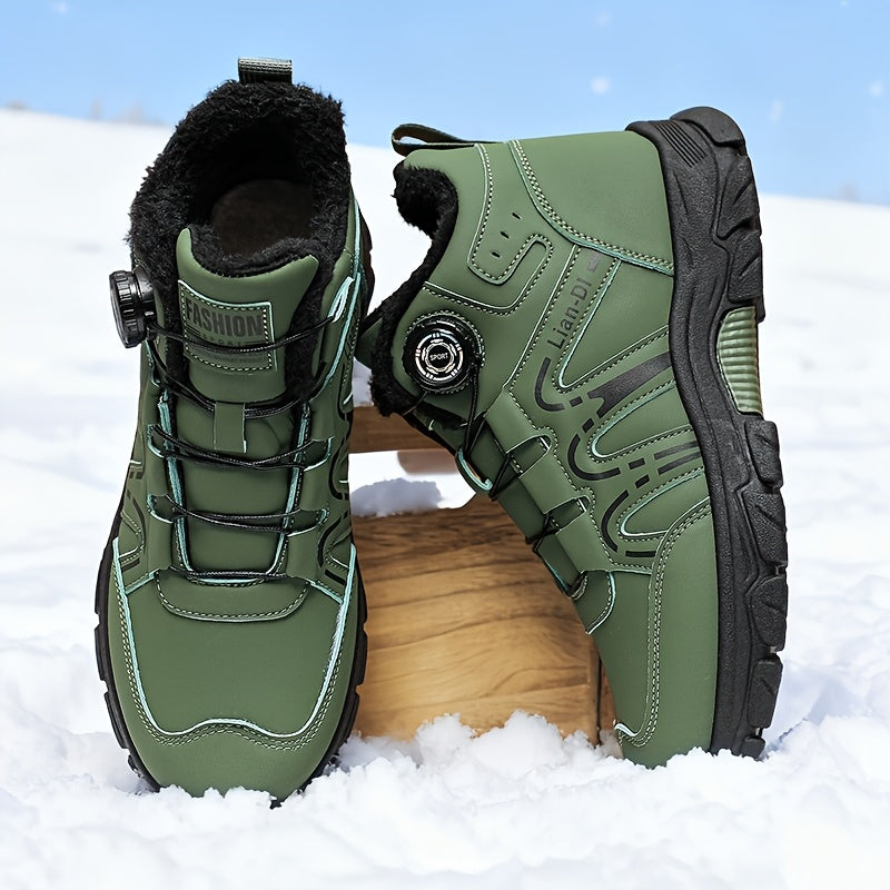 Men's Winter Warm Mid-Calf Boots with Upper & PVC Traction Outsole - Heavy-Duty Cold-Resistant Shoe for Snow, Ice, Slush - Cushioned Insole - Casual, Driving, Outdoor (Model 55017) - Ideal for /urban Use too