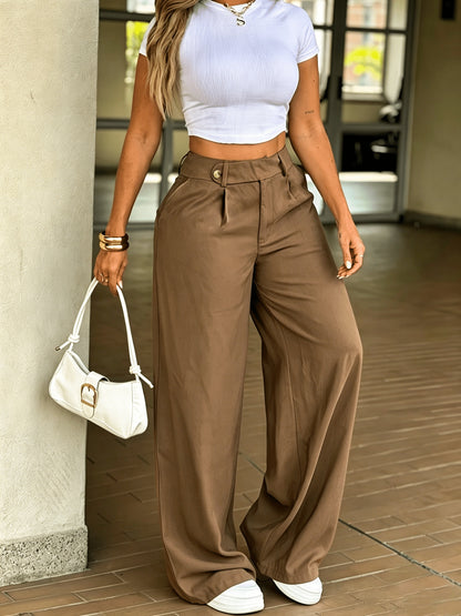 Women's High-Waist Wide-Leg Flowing Casual Trousers