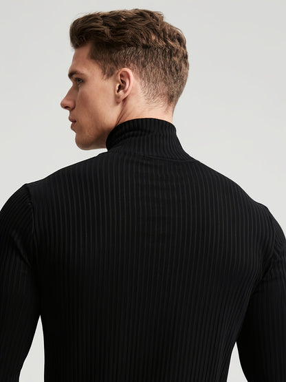 Men'S Long-Sleeve Sweatshirt for Autumn And, Featuring a High Collar, Knitted Design, Casual And Stylish for Outerwear
