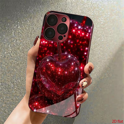 Luxury Red Cherry Acrylic Phone Case for iPhone 15-18 Pro Max