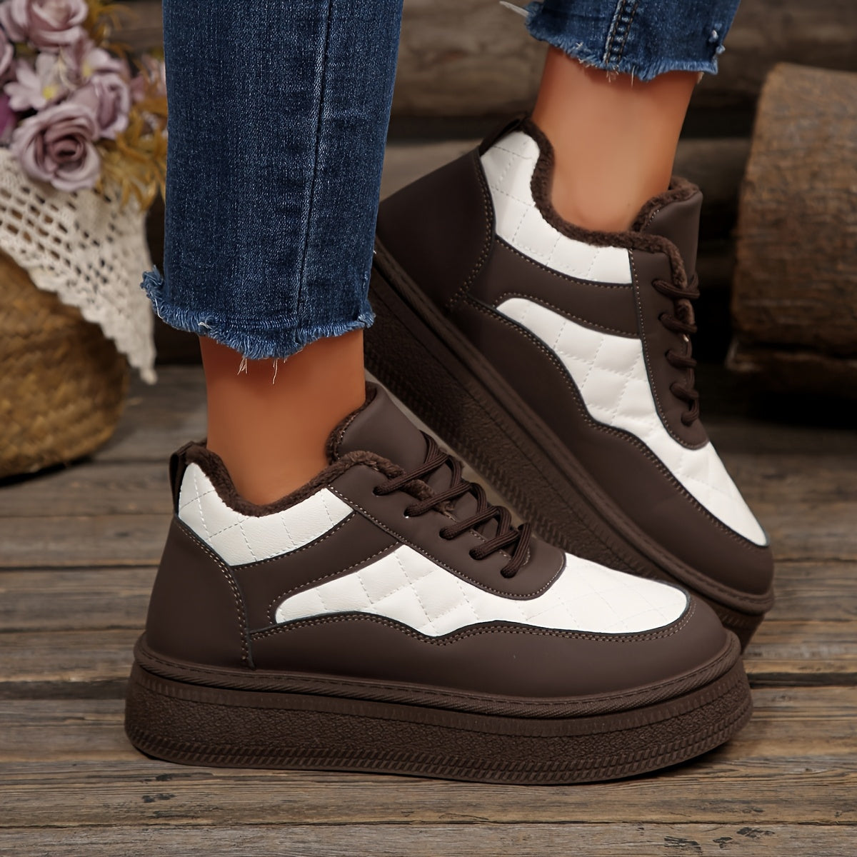 Women's Thick-Sole Winter Boots with Non-Slip Rubber Outsole & Warm - Round Toe Lace-Up Snow Shoes for Dresses, Jeans & Casual Outfits, Lightweight Winter Boots For Women, Snow Boots For Women, Boots For Women Snow, Boots For