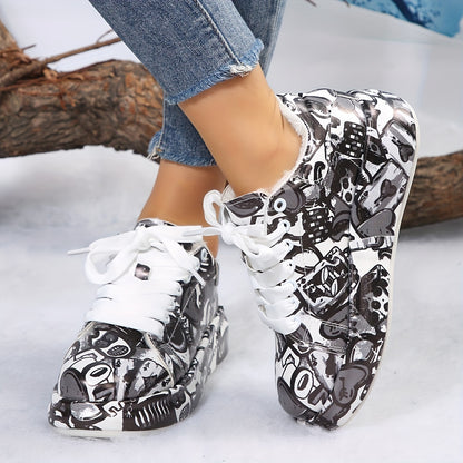 Women'S Fleece-Lined Winter Boots - Comfortable Lace-Up Thick Soles, Round Toe, Available in White, Black, And Lace Detailing - Ideal for Cozy Wear in Cold Weather, Snow Boots.