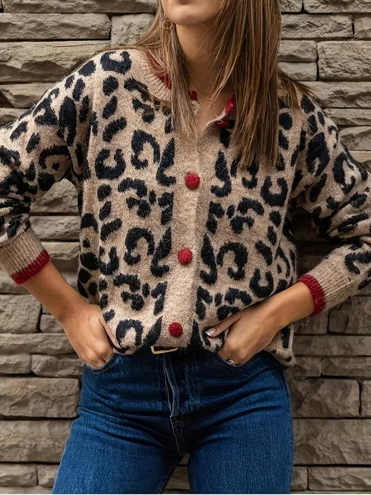 Chic Leopard Print Cardigan