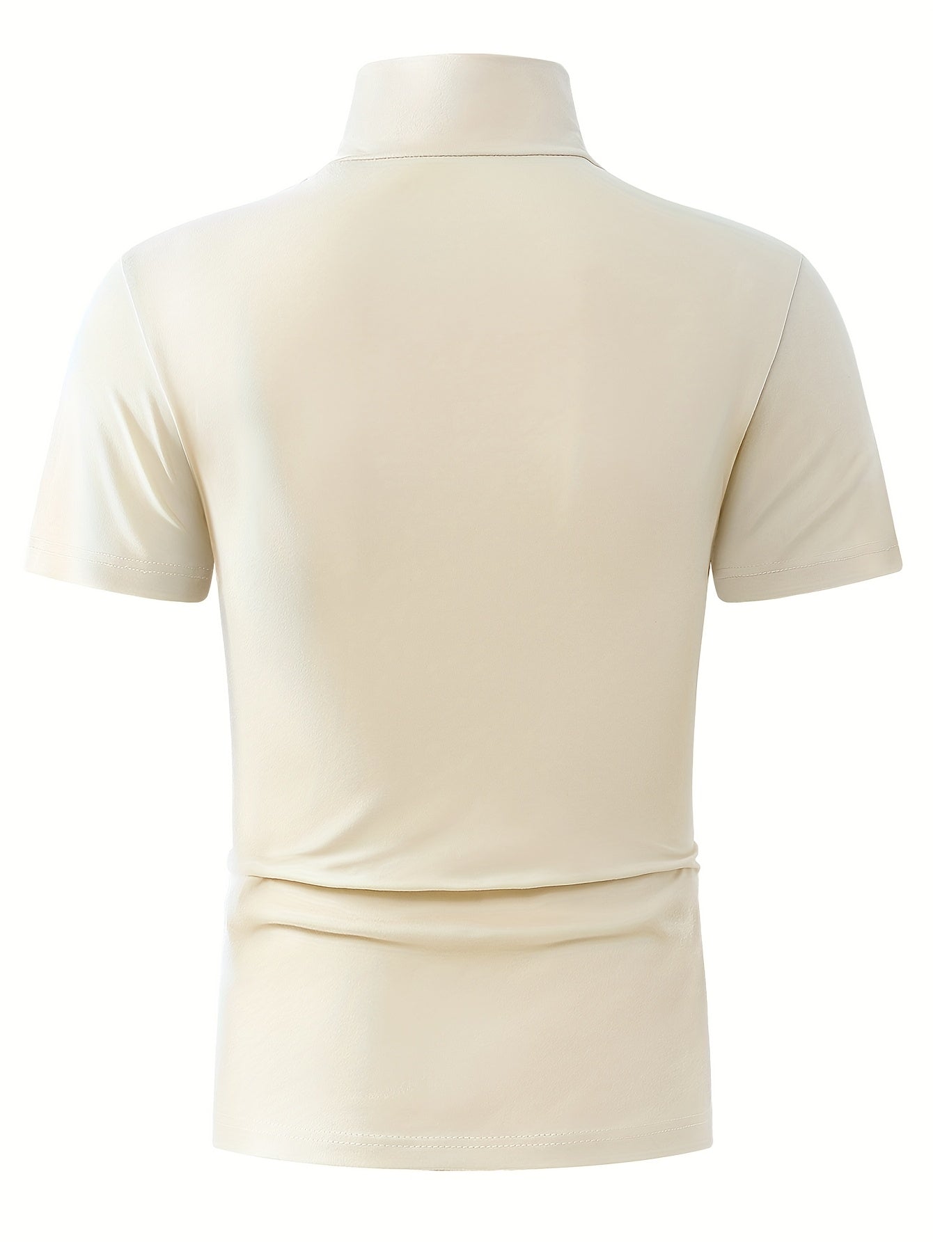 Men's Summer New Basic Solid Color Fashion Simple High-End Casual Sport Comfortable High-Neck Short-Sleeve Top - ayq