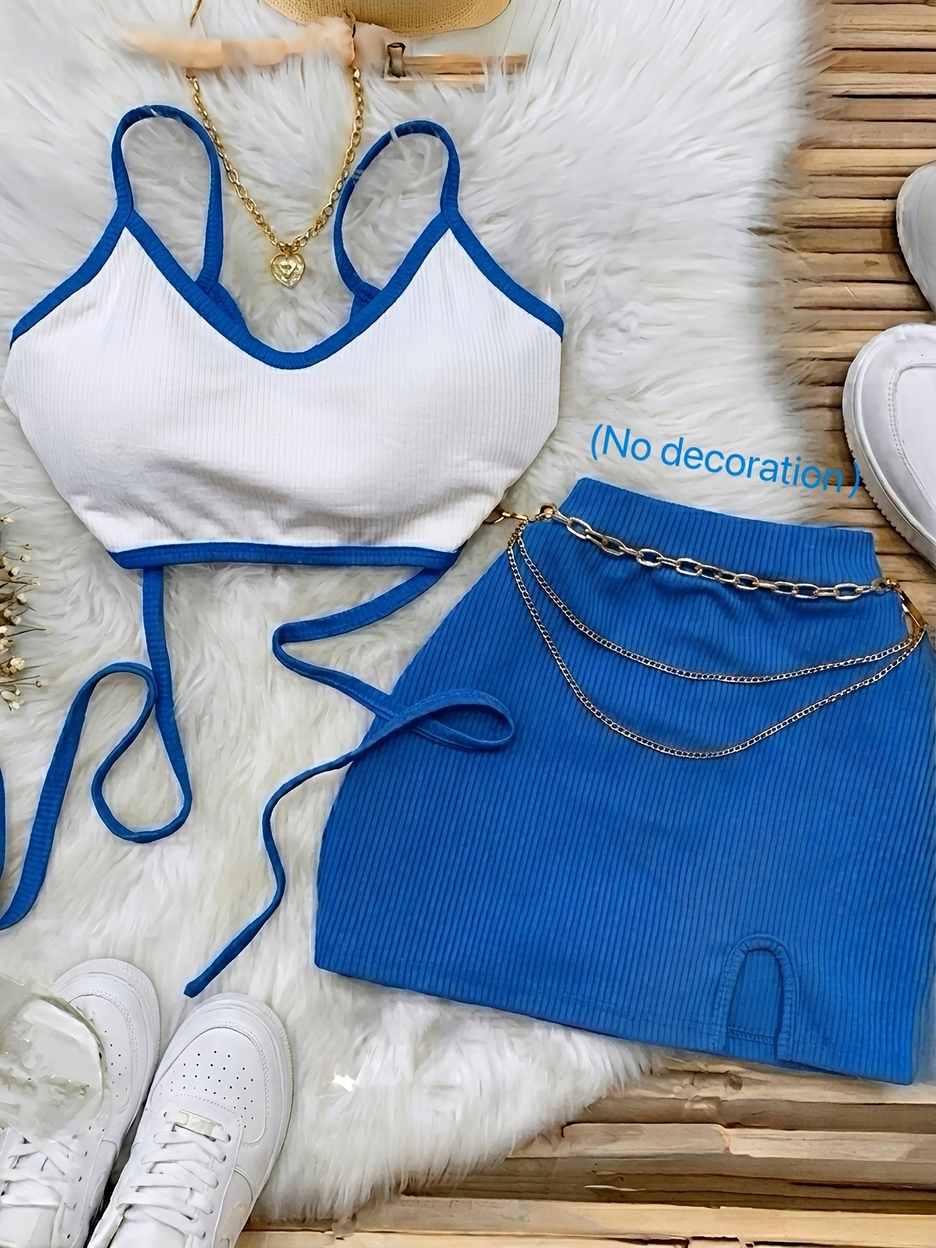Sexy Spring Summer Halter Tank Top and Stretch Skirt Set