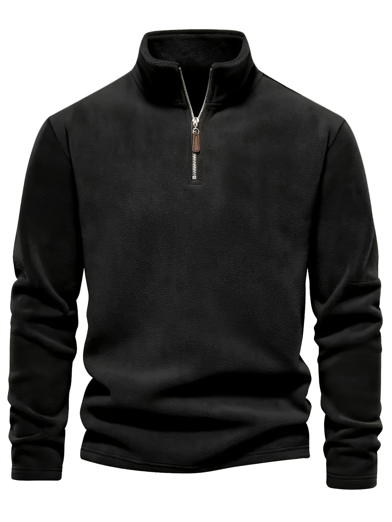 Men'S Heavyweight Full-Zip Hoodie - Thermal Winter Jacket with Zipper Closure, Stand Collar, Long Sleeve Cold Weather Coat for Skiing, Commuting - Thick Insulated Outerwear (Solid Color) - Easy-Care Zipper Front Closure, Wint