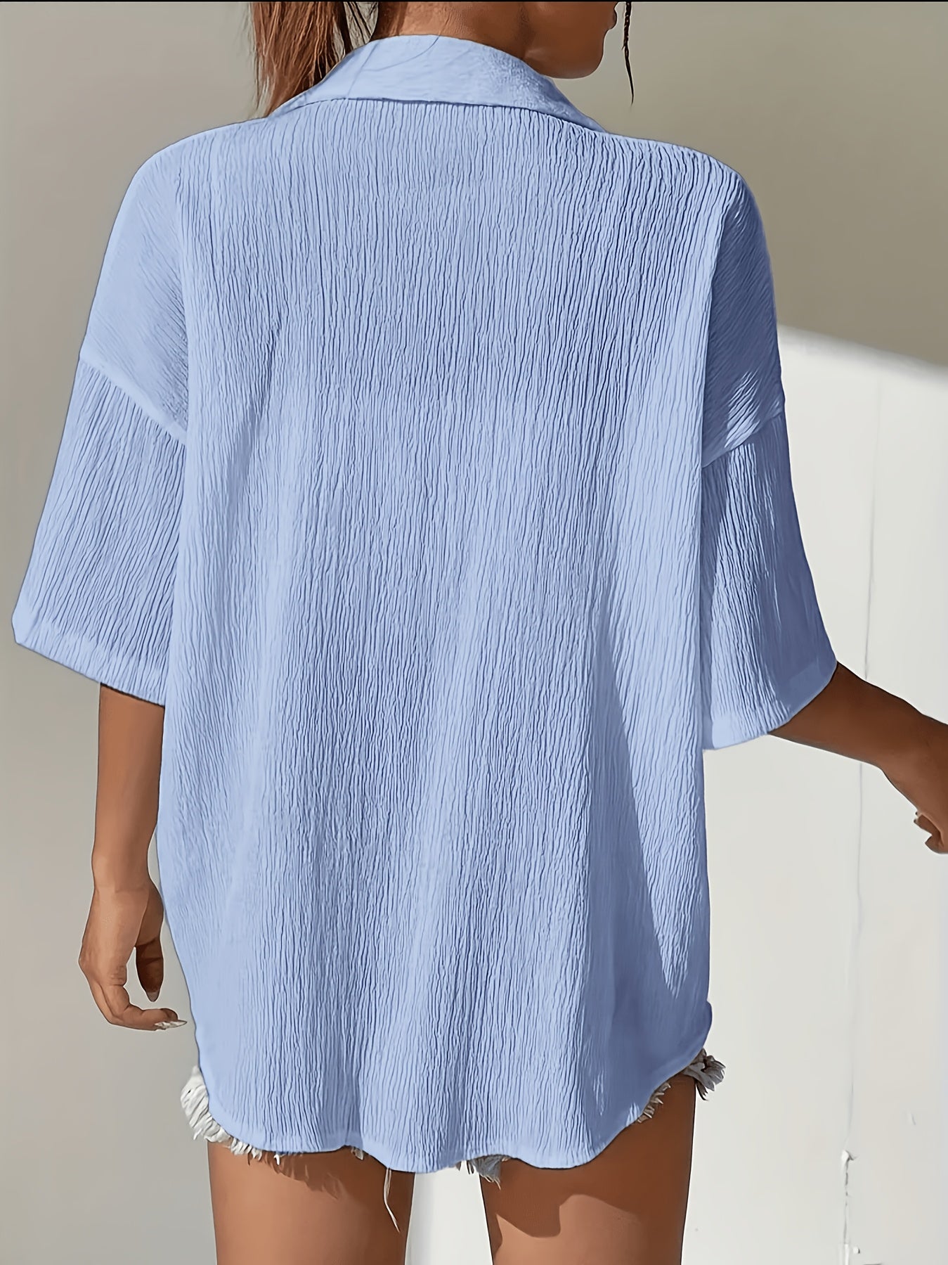 Women's Casual Solid Color Short Sleeve Polo Shirt for Summer