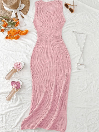 Women's Casual Long Knit Sweater Dress with Side Slit