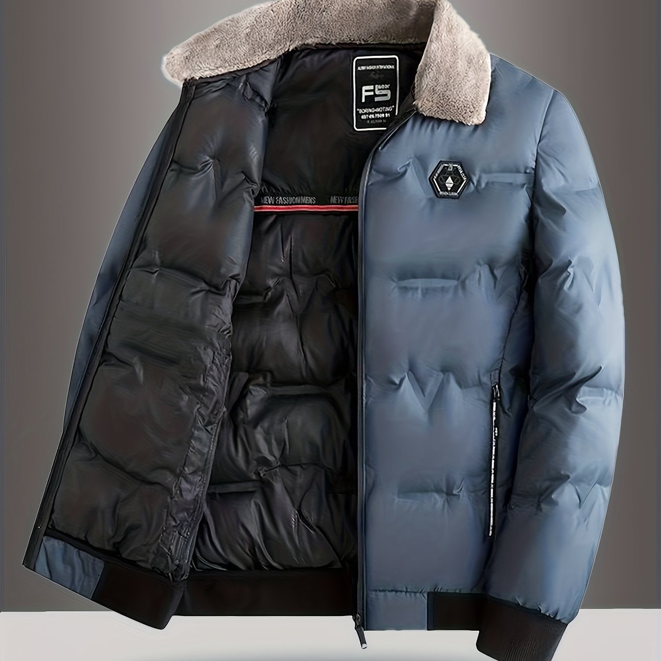 Men'S Heavy-Duty Winter Coat - Full-Zip Cold Weather Jacket with Zippered Pockets, Non-Stretch Fabric, Elegant Lapel Collar - Formal & Everyday Outerwear for Men, Winter Jacket, Seasonal Fashion, Classic Design, Durable Const