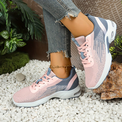 Breathable Mesh Women's Sneakers - Lightweight Soft Sole Lace-Up Low-Top Shoes with Cushioned PVC Sole for Running, Gym, Work  Travel - All-Season Comfort in Black, White, Light Blue, Pink, Grey, Ladies Sneakers, Gym Footwea