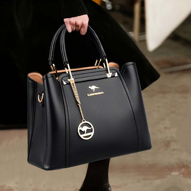 Elegant Women's Fabric Handbag with Metal Accents - Versatile Style