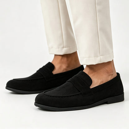 Men's PU Slip-On Loafers with Thick Sole and Round Toe