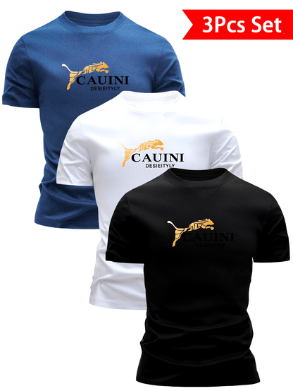 3pcs Men'S Heavyweight 100% Cotton T-Shirts - Breathable Crew Neck Tees, Dark Grey/White/Black Color Options - Everyday Casual & Formal Wear - Soft Everyday Essentials for Men, Cotton T Shirts, Summer Clothing, Classic Fit Te - ayq