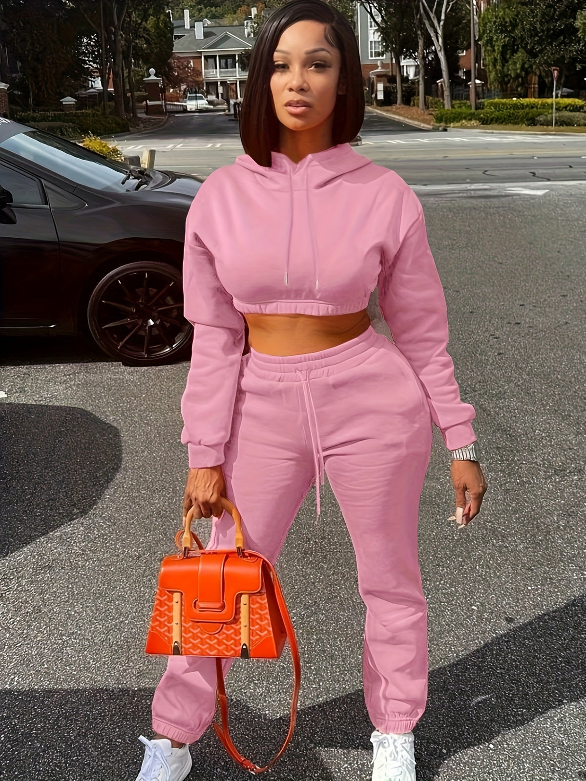 Women's Autumn Winter Fleece Hooded Sweatshirt Two-Piece Set - ayq