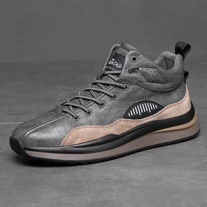 Men's High-Top Hiking Boots with Cushioning and Rugged Sole