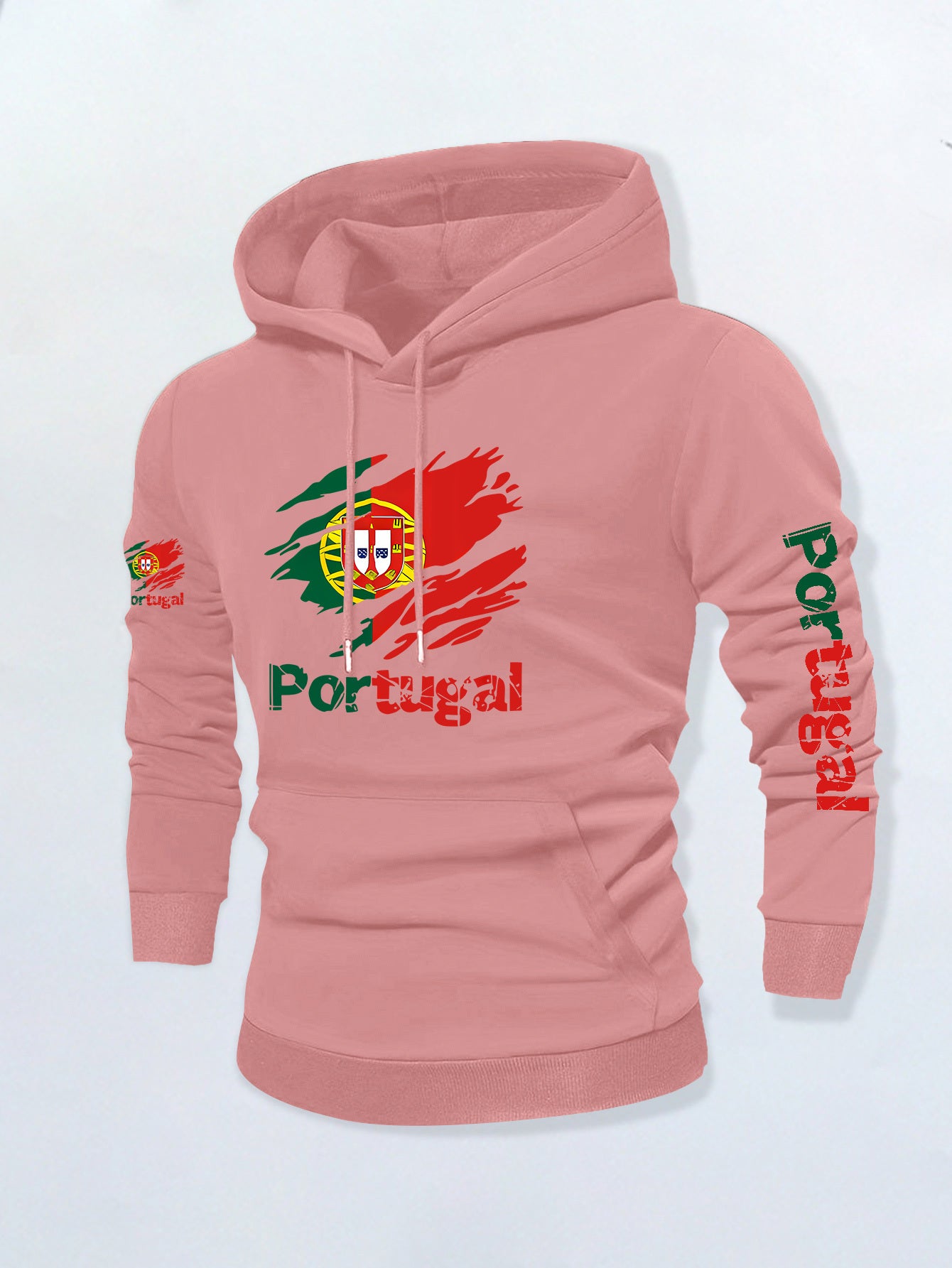 Men’s Portuguese Flag Casual Hoodie with Kangaroo Pocket