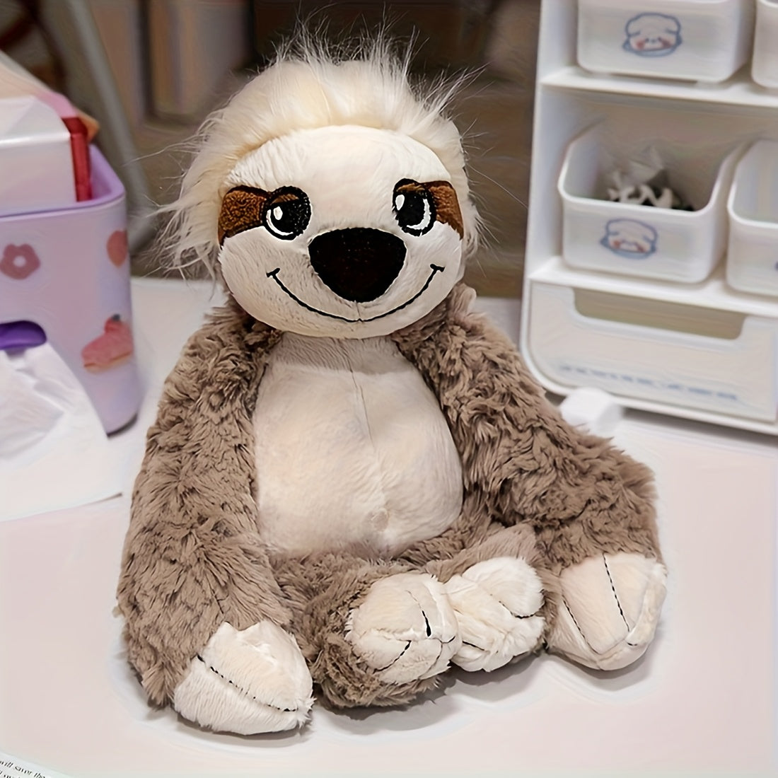 TINICOOCAT 25cm/9.84inch Kawaii Stuffed Animal Toys - Soft Plush Raccoon, Sloth, Red Panda & Fox Dolls with Cute Expressions, Jungle Animal Design, Light Brown/Deep Gray/Orange, Perfect Birthday Christmas Gift for Youngsters,