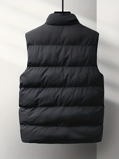 Men's Solid Color Stand Collar Jacket, Thin Lightweight Stylish Long Sleeve Coat Winter And Autumn Outdoor Clothes