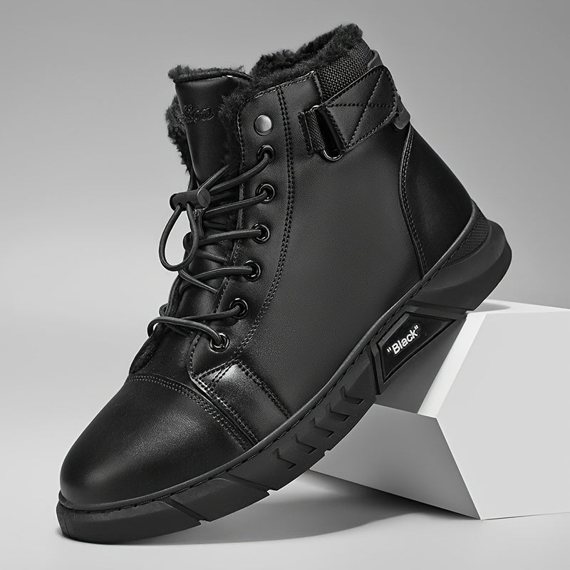 Men's Casual High-Top Hiking Boots with Warm Fleece Lining