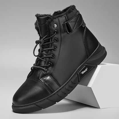 Men's Casual High-Top Hiking Boots with Warm Fleece Lining