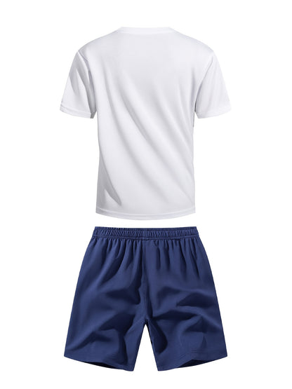 Boys' Quick-Dry Summer Shirt & Shorts Set with Reflective Strips