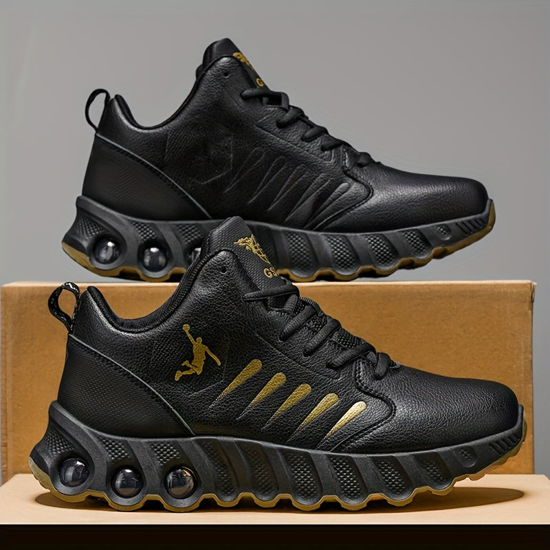 Men's All-Season Basketball Sneakers with Non-Slip Rubber Sole & All-Terrain Grip - Low-Top Lace-Up Shoes for Court, Casual Wear - Durable Synthetic & Cushioned (Year-Round) - ayq