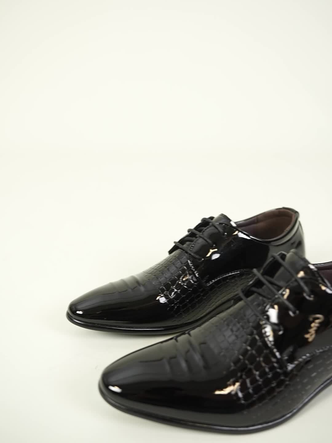 Men's Dress Shoes, British Style Elegant Lace-up Pointed Toe Loafers, Wedding Shoes, Gift for Men, Youth Formal Business Casual Shoes, Black - ayq