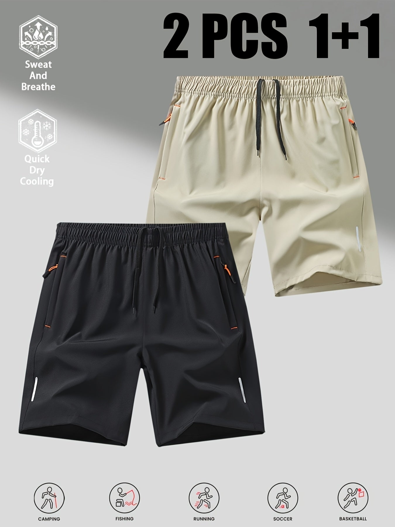 Men's Quick-Dry Casual Shorts 2-Pack for Summer Sports