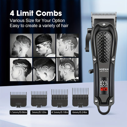 HIENA Professional Hair Clippers for Men and Women with LCD Display, USB Rechargeable, ≤36V Operating Voltage, 18650 Series Lithium Battery, Efficient and Precise Haircutting for Salon and Home Use - ayq